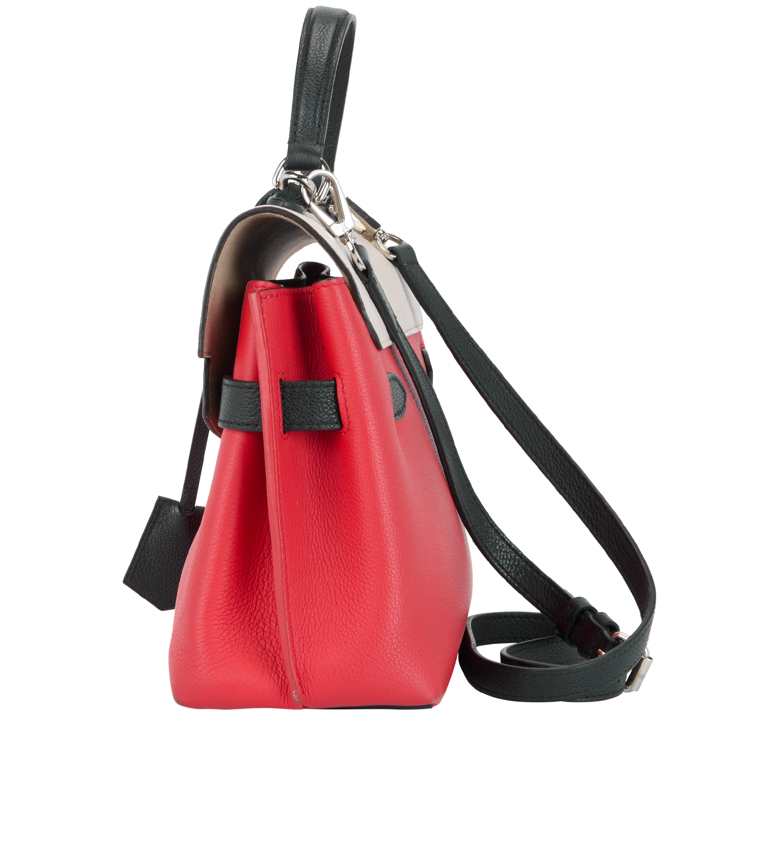 Lockme Ever BB, &pound;850, Handbags, Black/Cream/Red, Leather, Bottom view